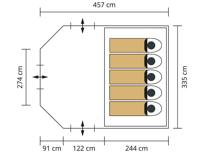 Tente dôme Västervik 5 - Tente Camping 5 pers - 1 cabine - 3 entrées 7/9