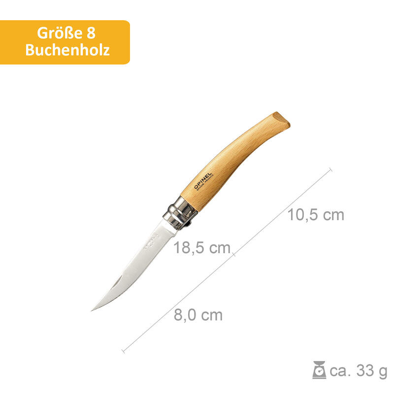 Vouwmes Slim Line zakmes roestvrij staal maat 8 - beuken