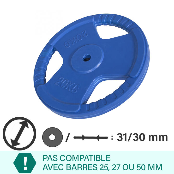 DISQUE DE MUSCULATION CAOUTCHOUC GRIP | DIAM 31MM | AU CHOIX DE 1,25KG À 25KG 2/7