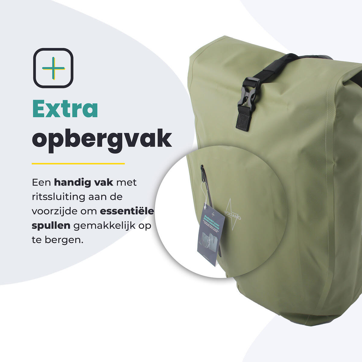Voltano Luxe Fietstas 28L - Enkele Pakaftas - Mos Groen - 100% Waterdicht 3/7