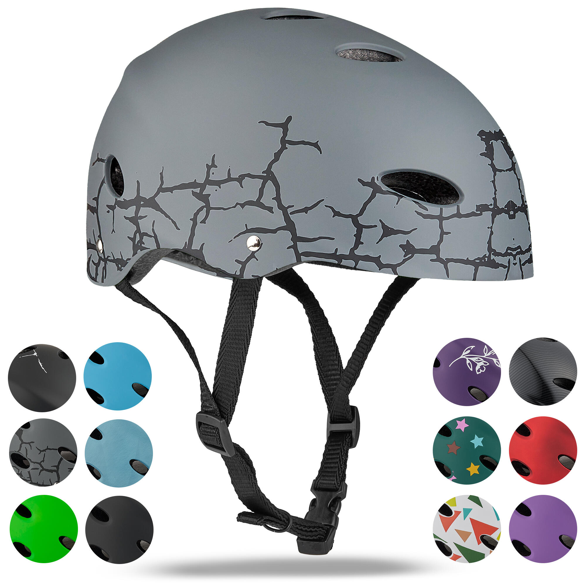 APOLLO verstellbarer Skatehelm mit Design - BMX Kinderhelm