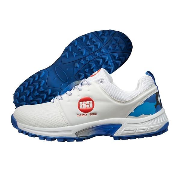 SS TON SS Camo 9000 Cricket-Schuh (Farbe: Weiß & Blau) | Herren & Jungen