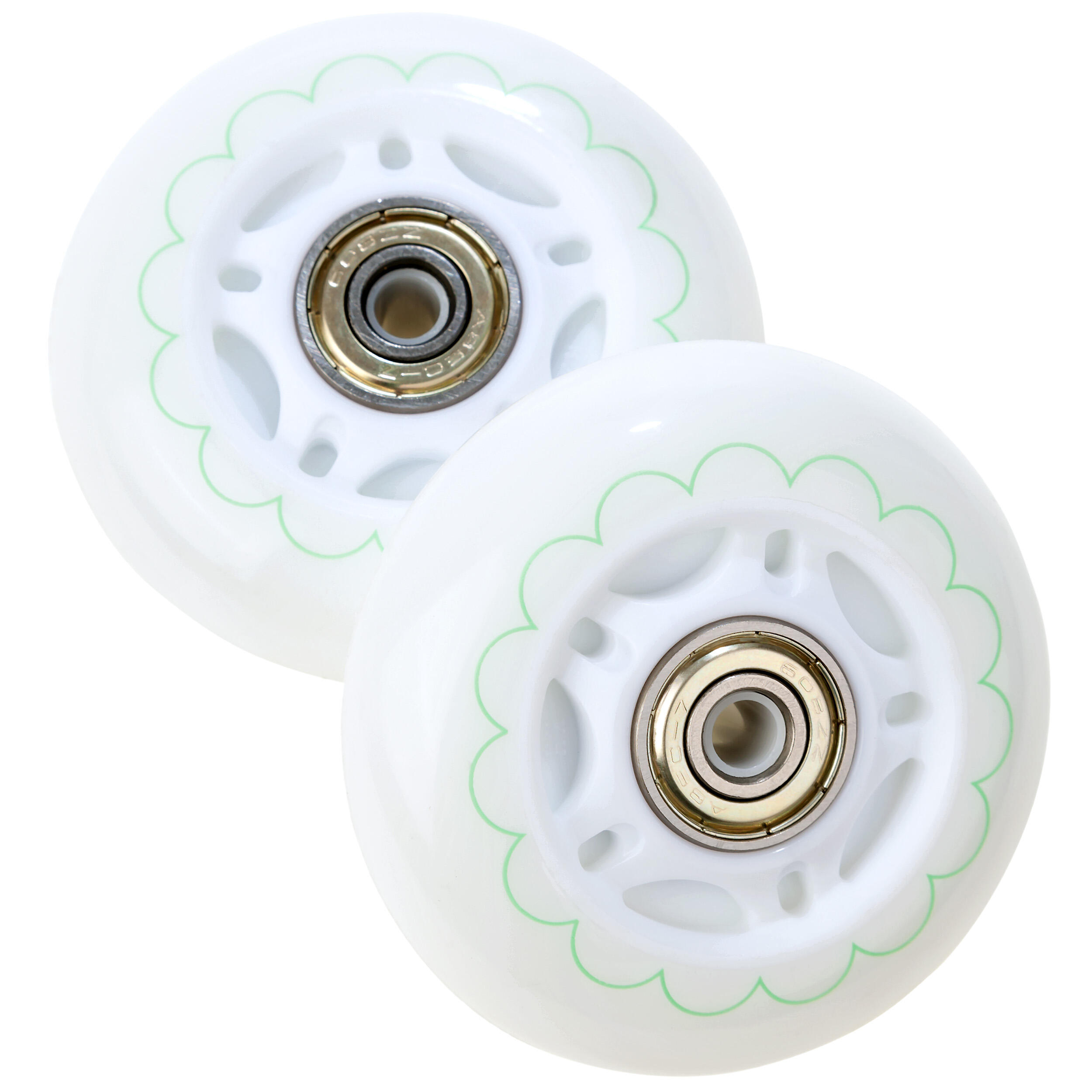 4x Świecące kółka LED + łożyska do rolek Raven Mireia White 64mm 3/5