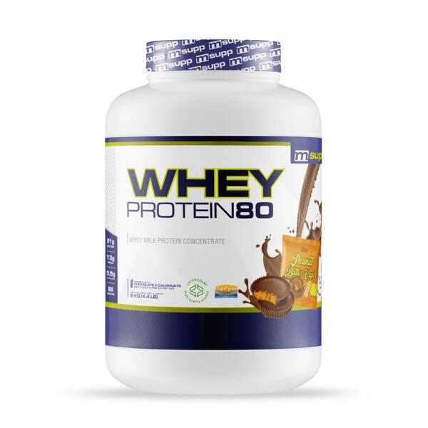 MMSUPPLEMENTS Whey Protein80 - 2 kg pindakaasbekers MM Supplements