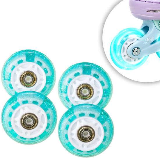 4x Świecące kółka LED + łożyska do rolek Raven Isla Mint 70mm PU