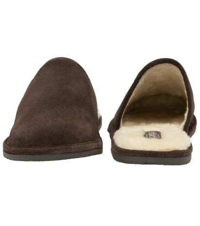 EDWARD Men's Leather Fleece Mule Slippers 6/7
