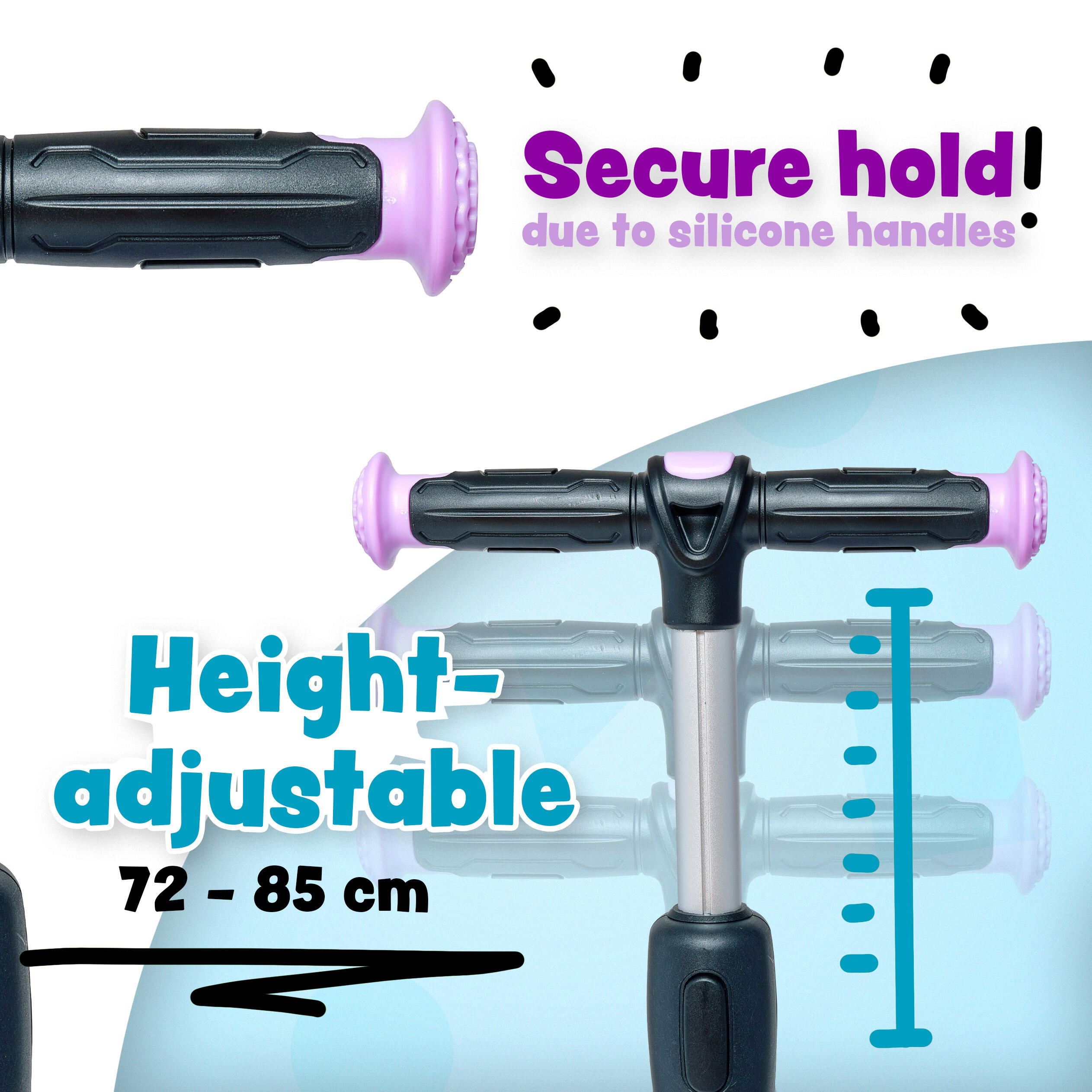 Patinete Plegable KIDSPRO4 - 3 Ruedas Regulable en Altura, Púrpura 2/7