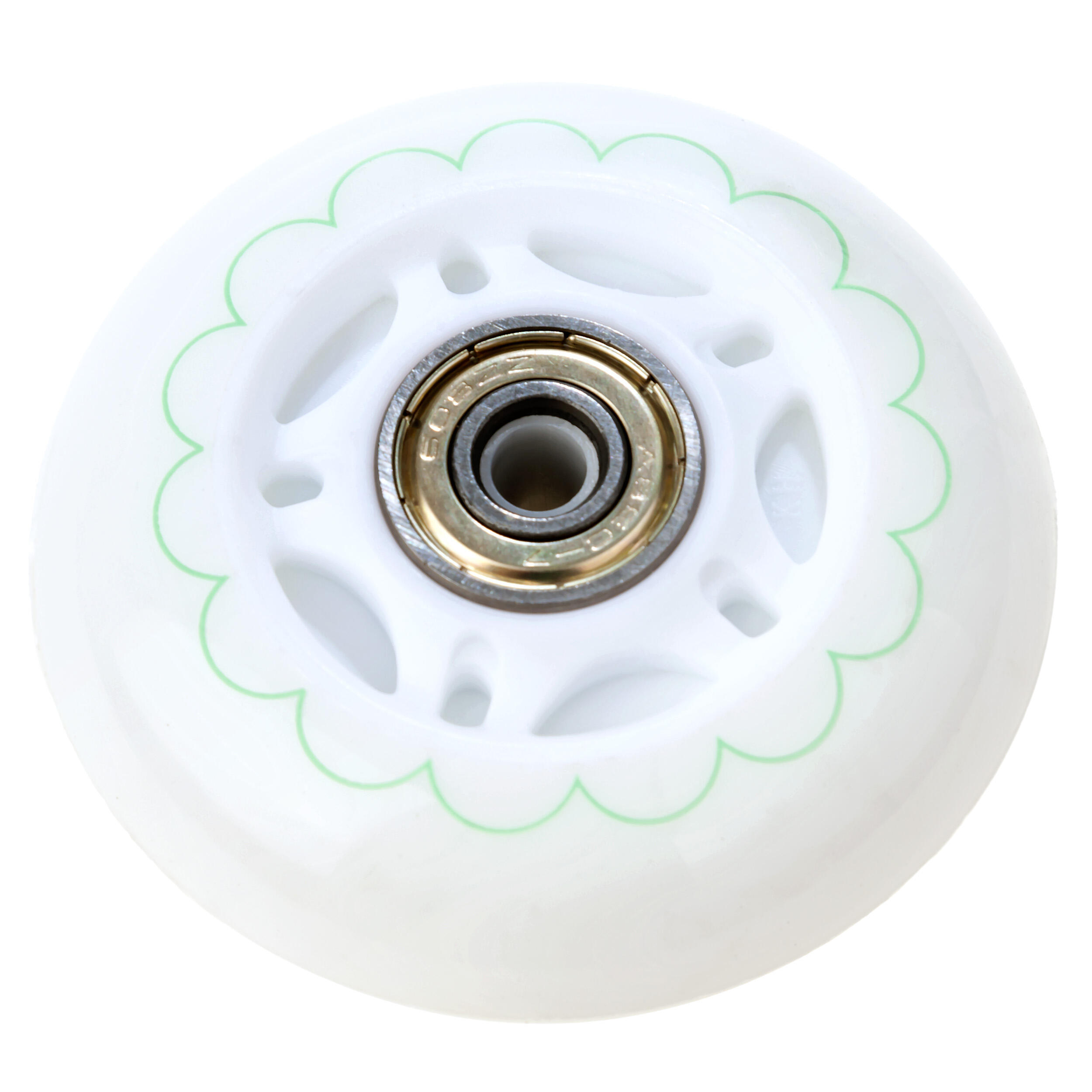 4x Świecące kółka LED + łożyska do rolek Raven Mireia White 64mm 4/5