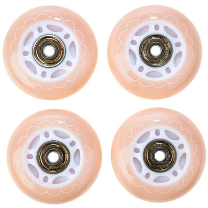 4x Świecące kółka LED + łożyska do rolek Raven Mireia Orange 64mm