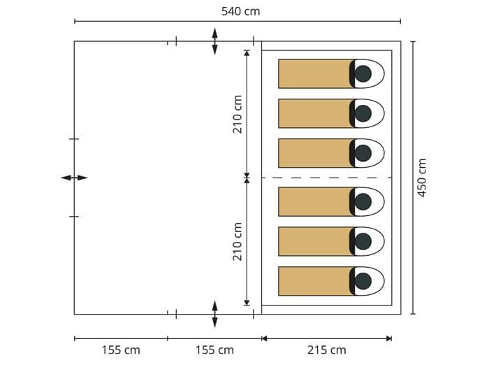 Tente tunnel Gotland 6 Sleeper Protect - 6 pers -  1 cabine sombre - Sol cousu 7/8