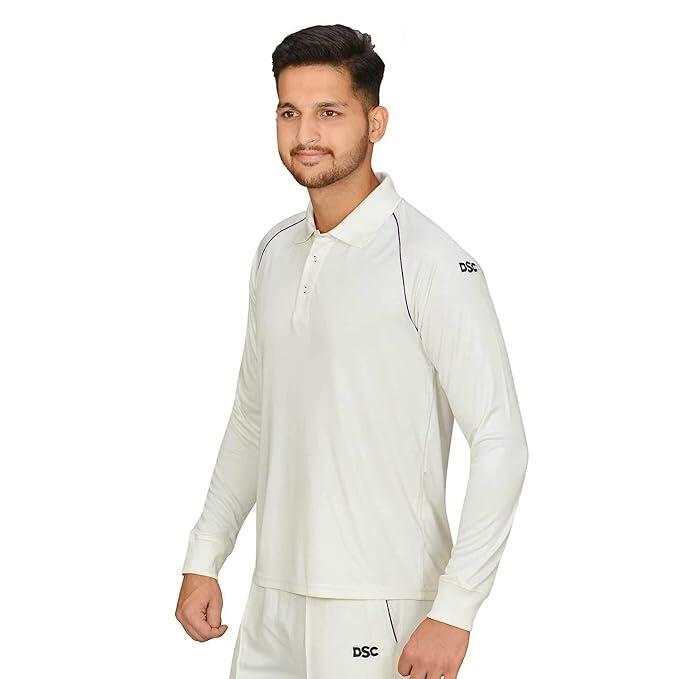DSC DSC Atmos Polyester Full Sleeve Cricket T-Shirt Large (White/Navy)
