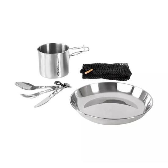 GSI Glacier 1-Person Edelstahl-Kochgeschirr-Set - 5-teiliges Set.