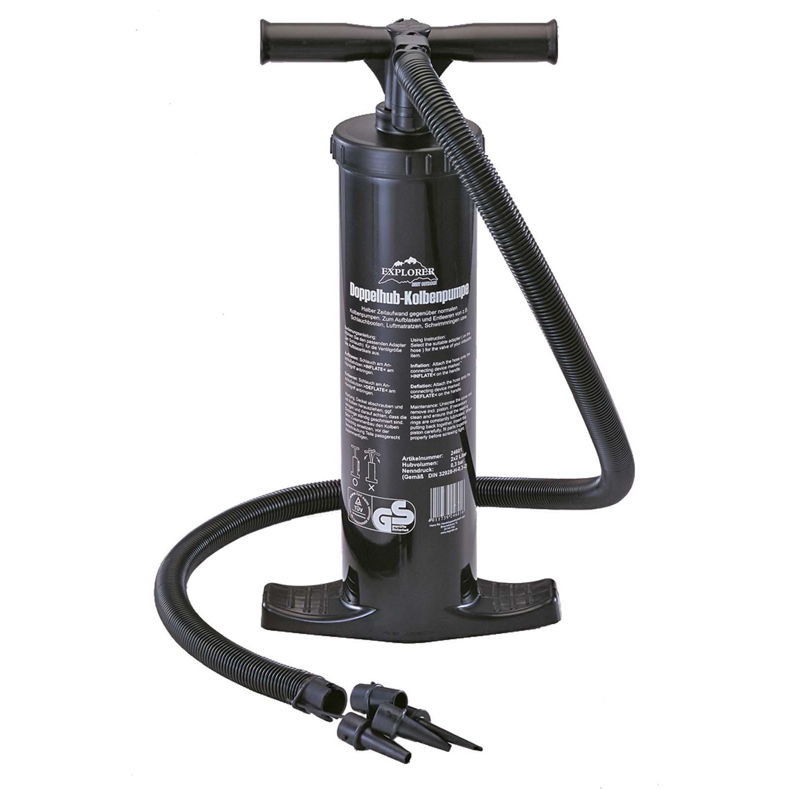 EXPLORER Pompa a pavimento 2x2 L doppia corsa pistone per Campeggio letto d'aria