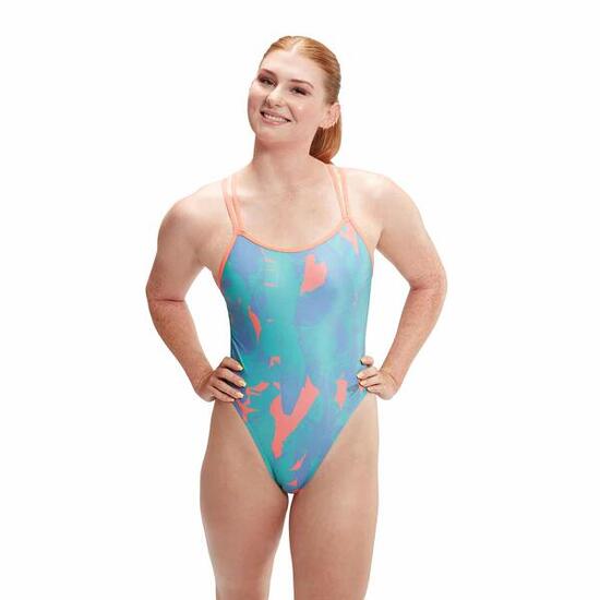 Maillot de bain femme Speedo Allover Digital Starback verre arctique/bleu