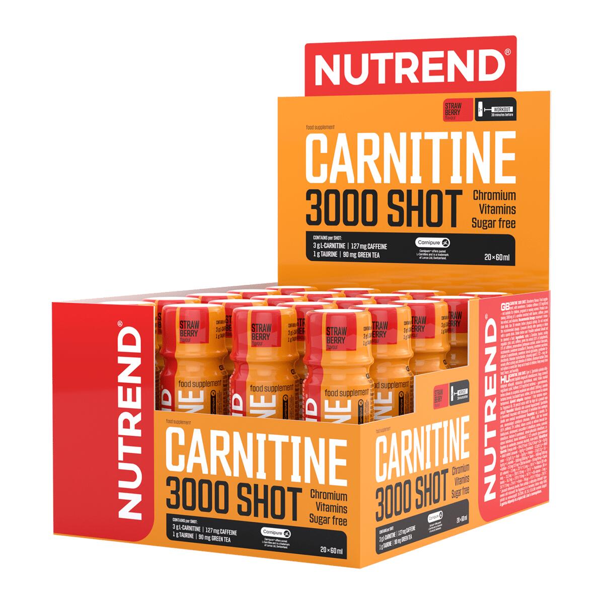 NUTREND CARNITINE 3000 SHOT, 20 x 60 ml, jahoda