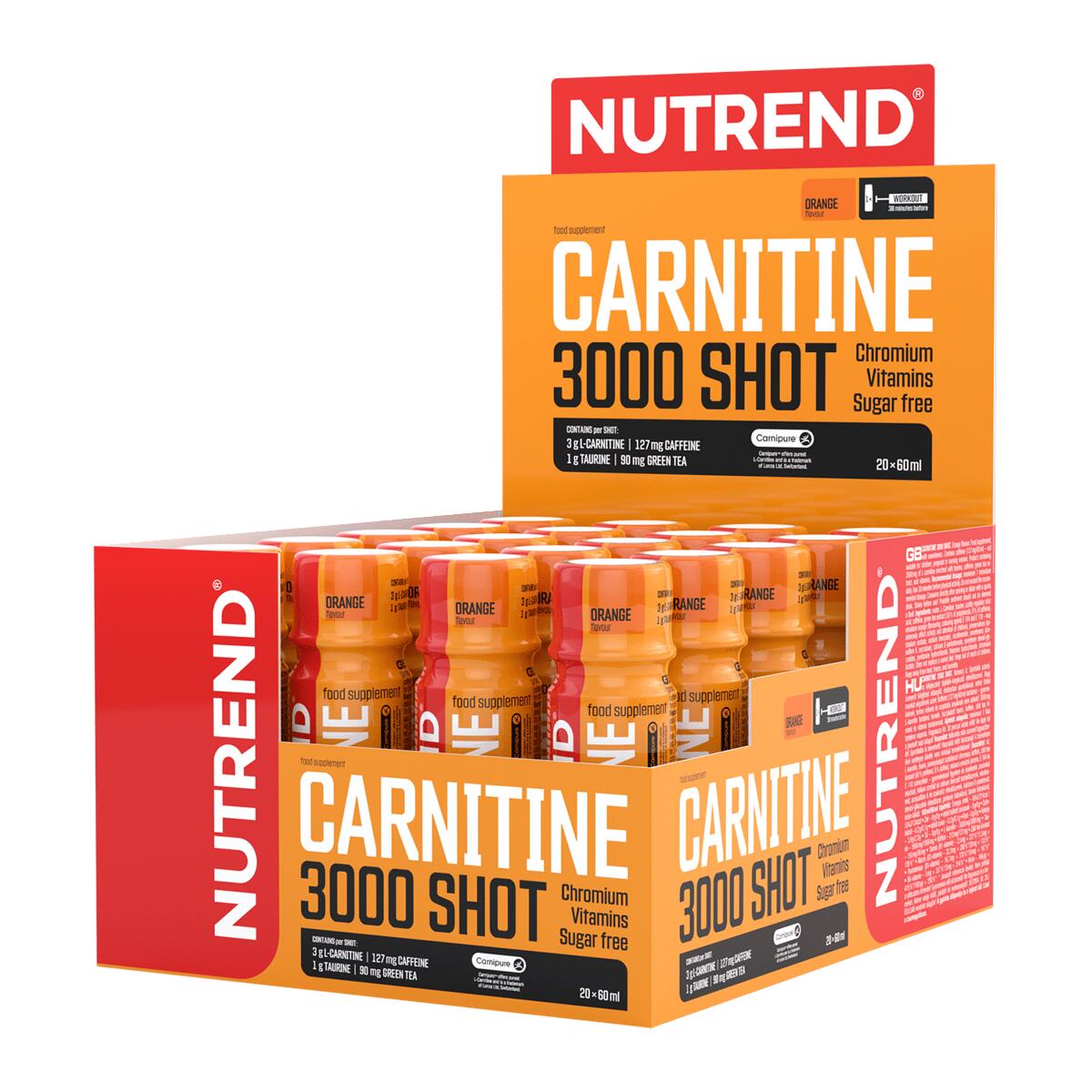 NUTREND CARNITINE 3000 SHOT, 20 x 60 ml, pomeranč