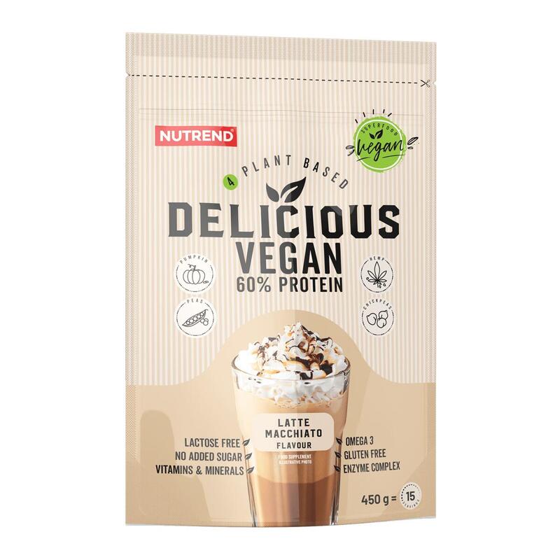 Rostlinný protein DELICIOUS VEGAN PROTEIN, latte macchiato