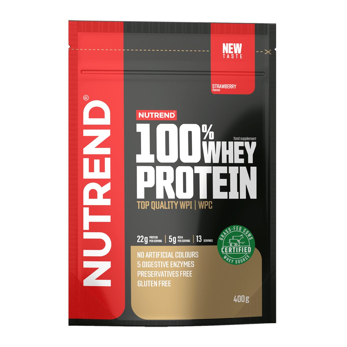 NUTREND Syrovátkový protein 100% WHEY PROTEIN, jahoda