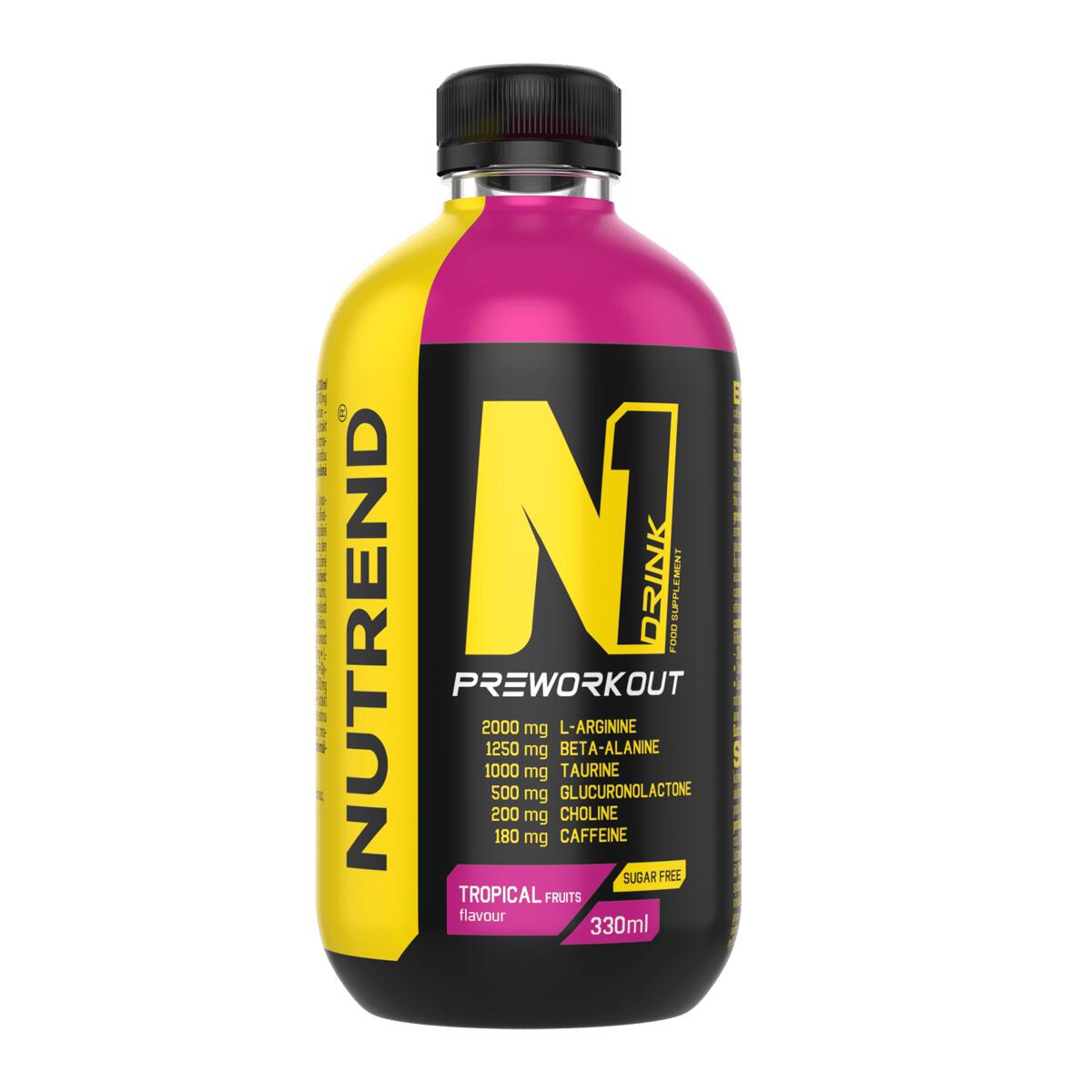 NUTREND Pre-workout hotový nápoj N1 DRINK, 330 ml, tropické ovoce