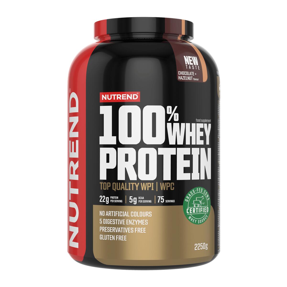 NUTREND Syrovátkový protein 100% WHEY PROTEIN, čokoláda + lískový ořech