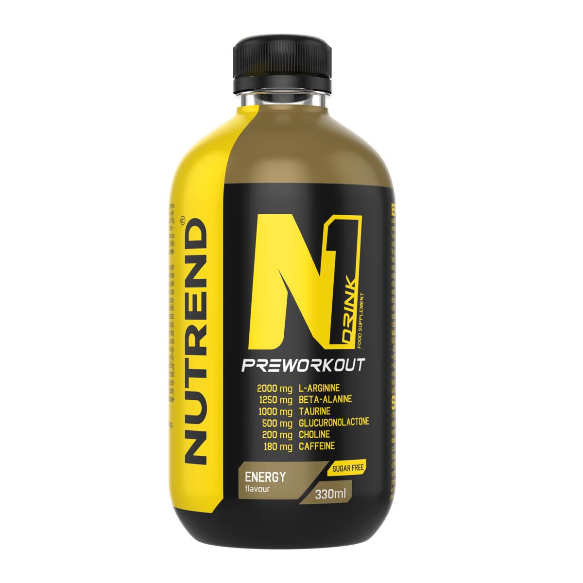 NUTREND Pre-workout hotový nápoj N1 DRINK, 330 ml, energy