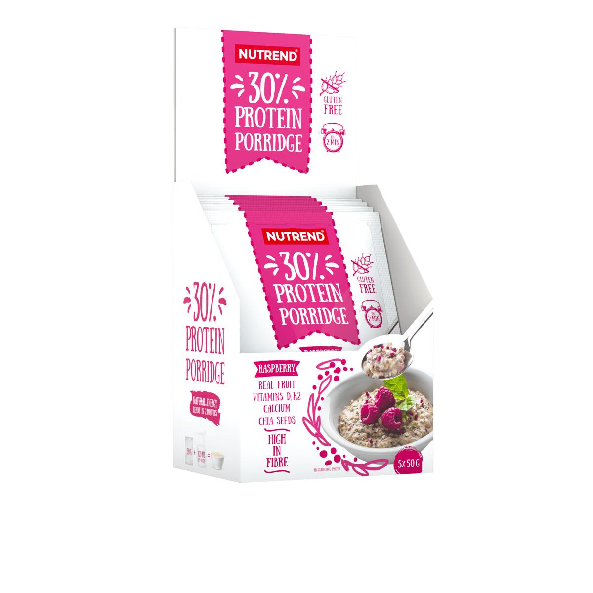 NUTREND Proteinová ovesná kaše PROTEIN PORRIDGE, 5x50 g, malina