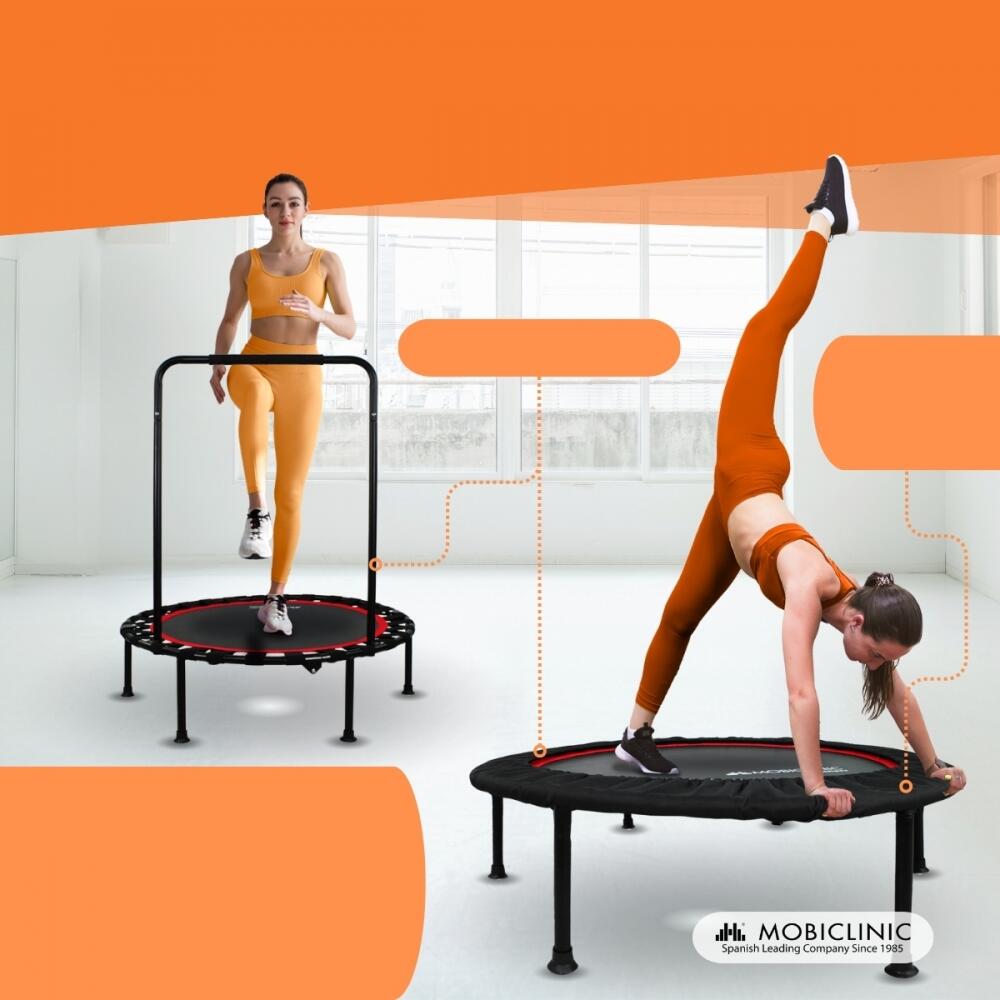 Trampolín fitness Máx 150kg 101 cm Reposabrazos regulable Desmontable 5/7