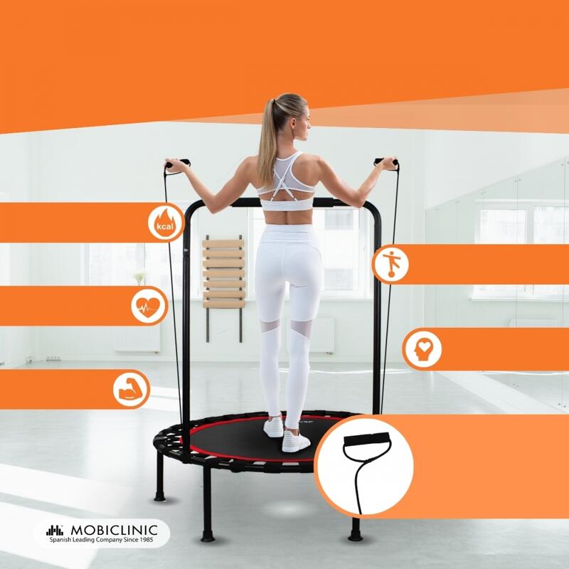 Trampolín redondo fitness Plegable Máx 150kg Reposabrazos regulable Desmontable