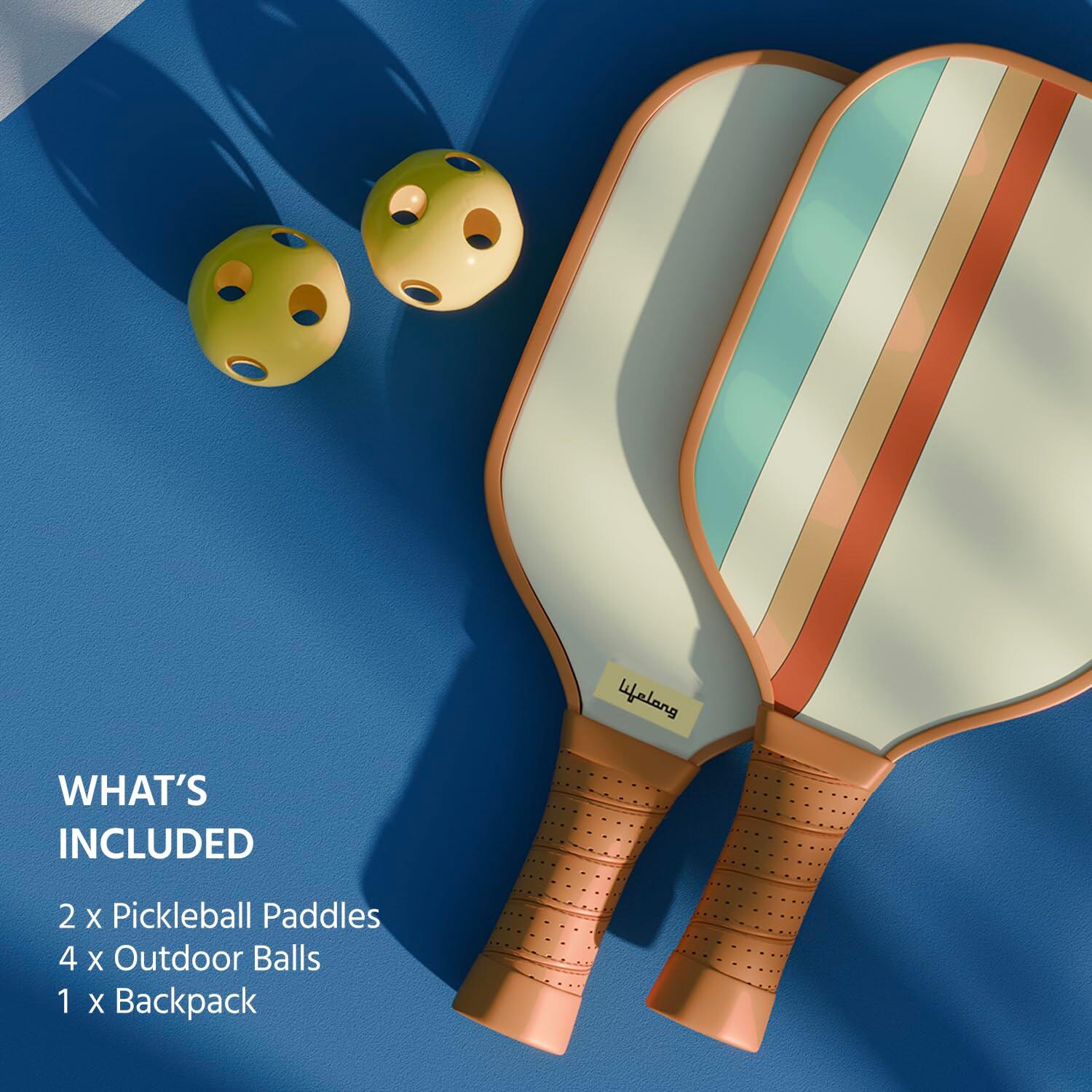 Lifelong Pickleball Paddle Set - Fiberglass Surface, 4 Pickleball Balls & Paddle Cover Bag