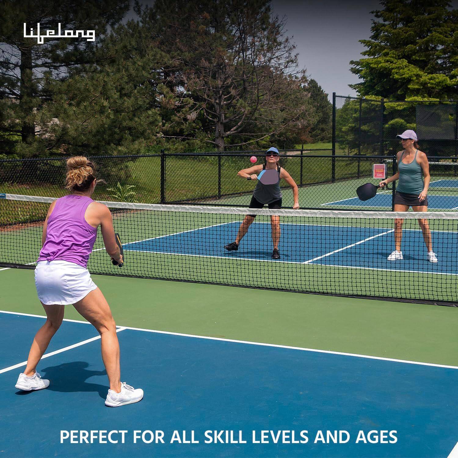 Lifelong Professional Pickleball Paddle| Fiberglass Surface,2 Pickle Ball Balls & Paddle Cover Bag |Cushion Comfort Handle Grip Durable Pickleball Paddle Set| for Kids & Adults,Brown & Beige -  2