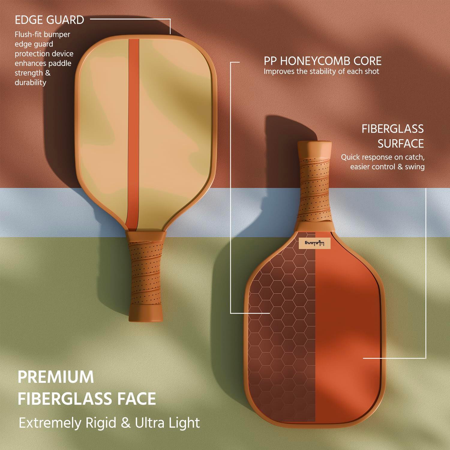 Lifelong Pickleball Paddle Set - Fiberglass Surface, 4 Pickleball Balls & Paddle Cover Bag