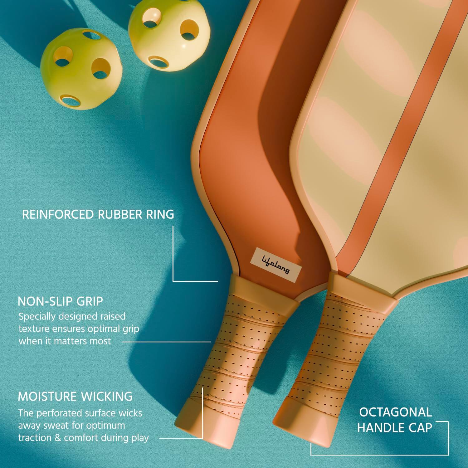 Lifelong Pickleball Paddle Set - Fiberglass Surface, 4 Pickleball Balls & Paddle Cover Bag