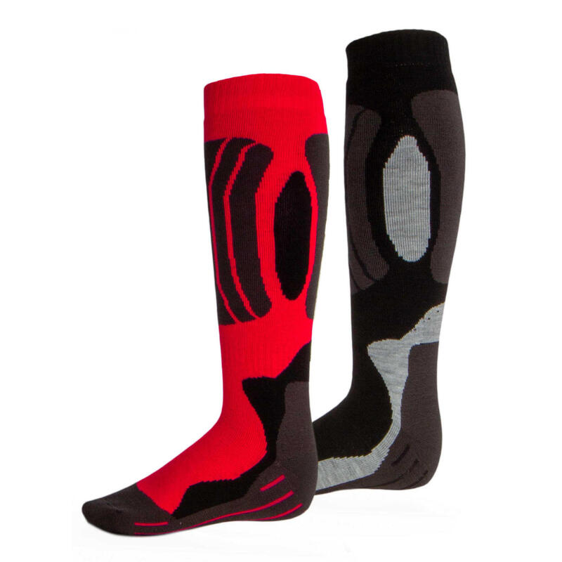 Rucanor Svindal skisokken 2-pack unisex zwart/rood