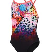 Speedo Girl's Polka Melt Placement Vback Swimsuit - Black/ Red