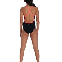 Speedo Girl's Polka Melt Placement Vback Swimsuit - Black/ Red