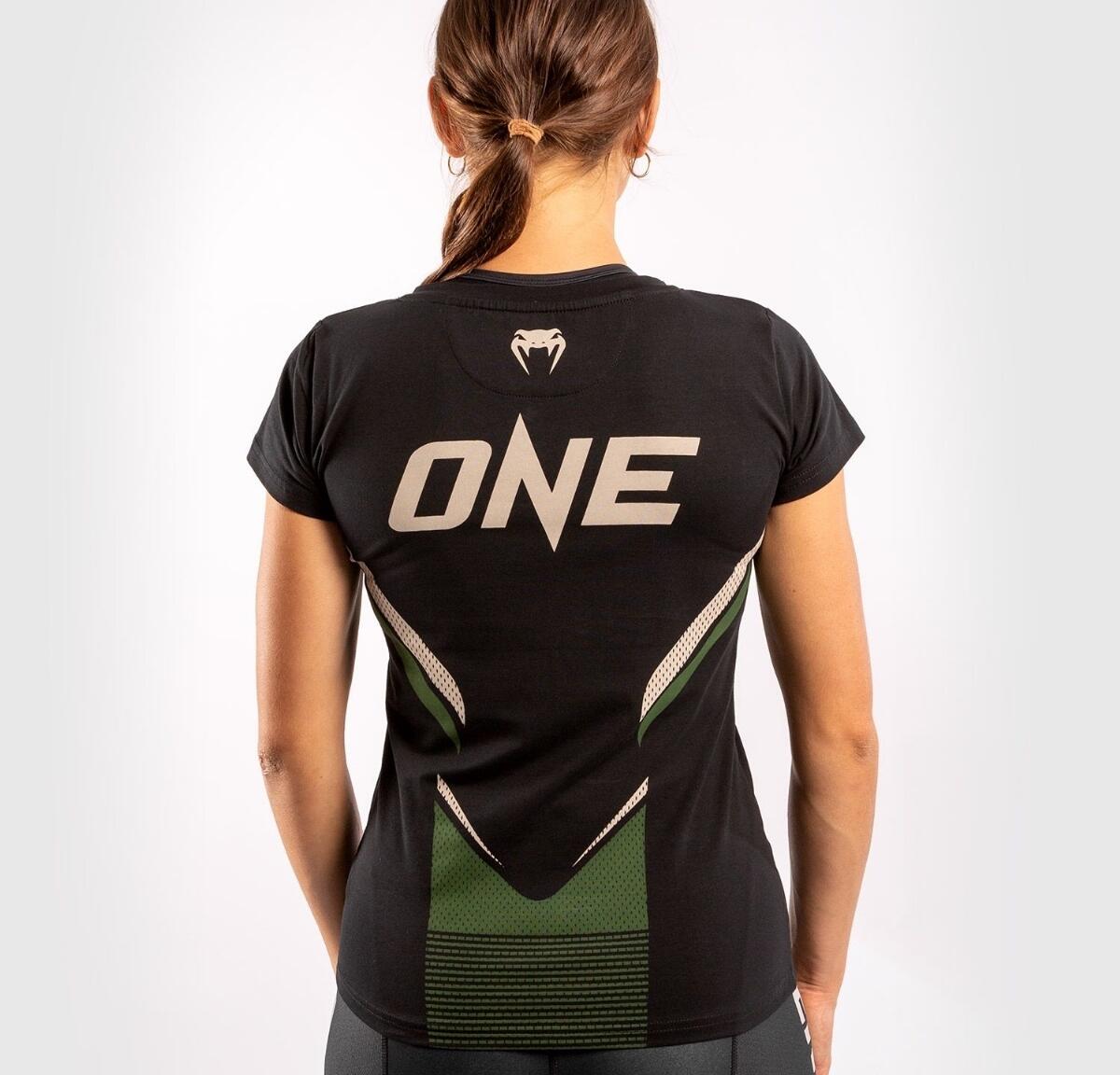 Venum ONE FC Impact T-shirt - for women - Black/Khaki 2/7