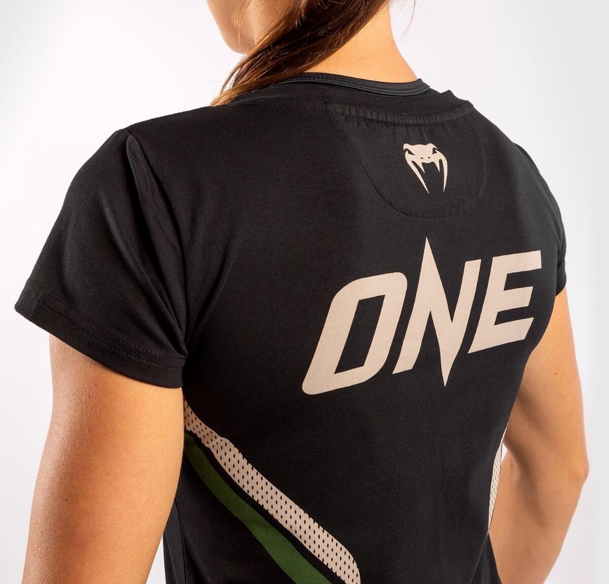 Venum ONE FC Impact T-shirt - for women - Black/Khaki 6/7