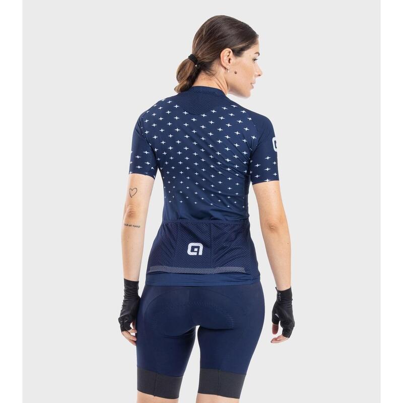 Alé Stars Vrouwen Trui met Korte Mouwen Navy Blauw/Wit