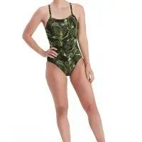 SPEEDO Women's Fixed Crossback Swimsuit - Black / Atomic Lime - UK 32