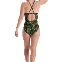 Maiô Speedo Feminino Allover Fixed Crossback - Preto/Verde Limão - Tamanho 30 2/6