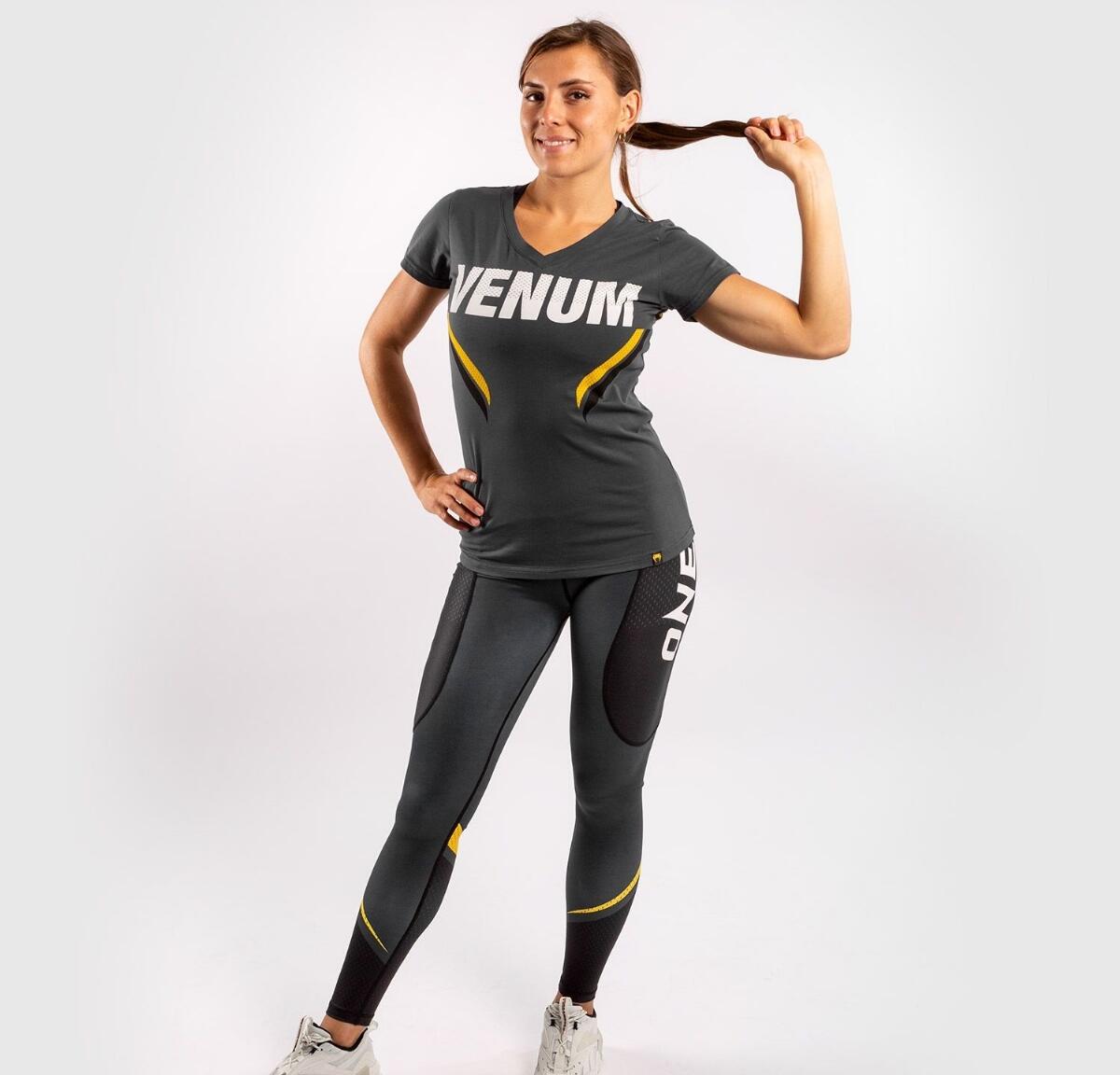 Venum ONE FC Impact T-shirt - for women - Grey/Yellow 7/7