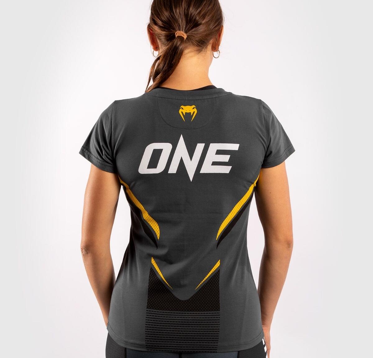 Venum ONE FC Impact T-shirt - for women - Grey/Yellow 2/7