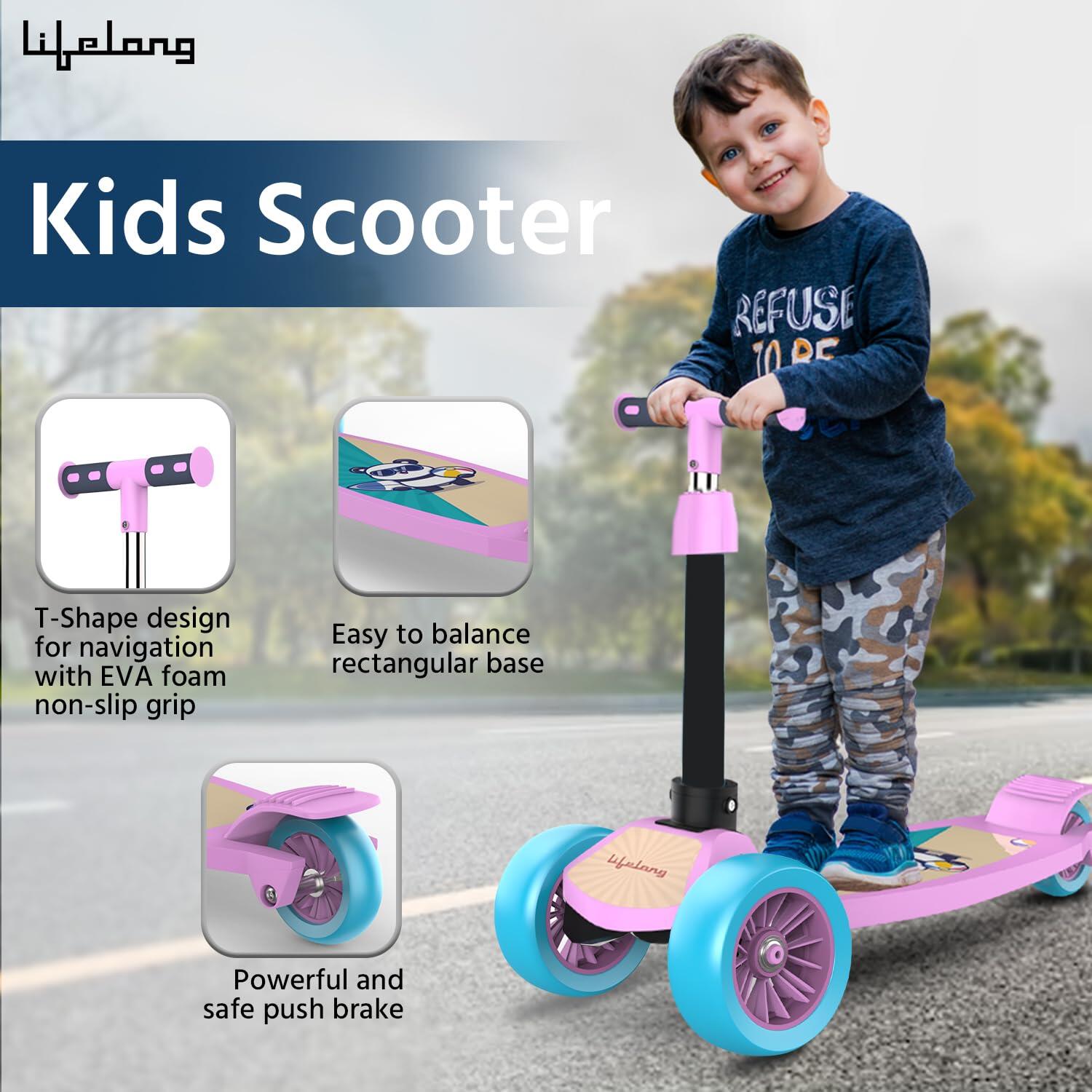Lifelong Kick Scooter with Adjustable Height _PIPE_ Foldable Scooter _PIPE_ Skate Scooter for Kids with PVC Wheel _PIPE_ Max Use