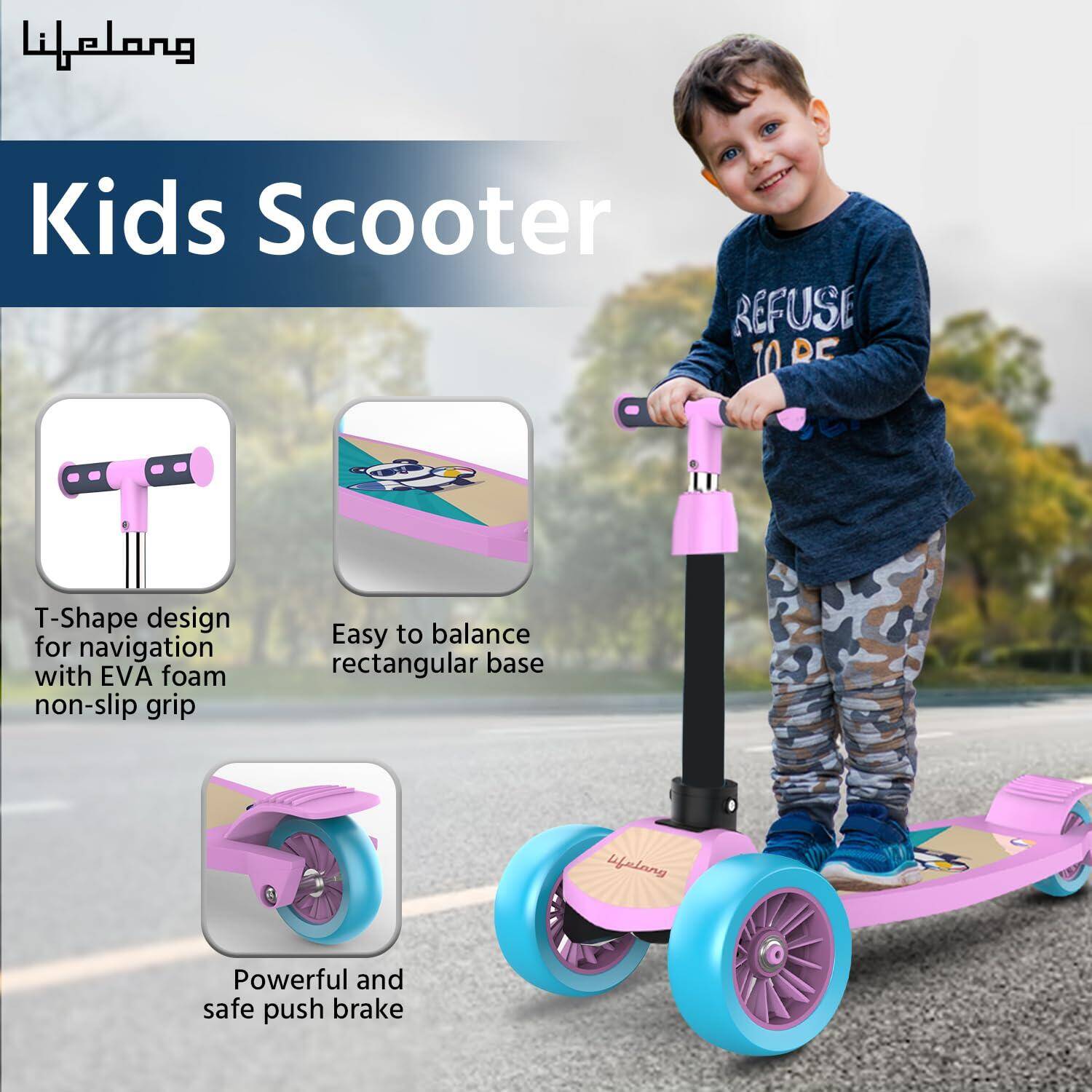 Lifelong Kick Scooter with Adjustable Height _PIPE_ Foldable Scooter _PIPE_ Skate Scooter for Kids with PVC Wheel _PIPE_ Max Use -  5