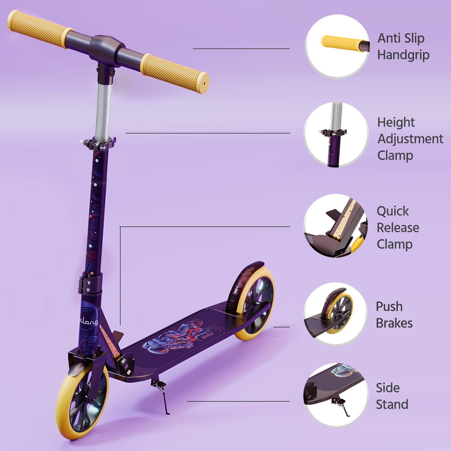 Lifelong Scooter for Kids 5+ Years - Foldable Aluminium Kids Scooter with Four Height Settings for Handle - Kick Scooter Capacit