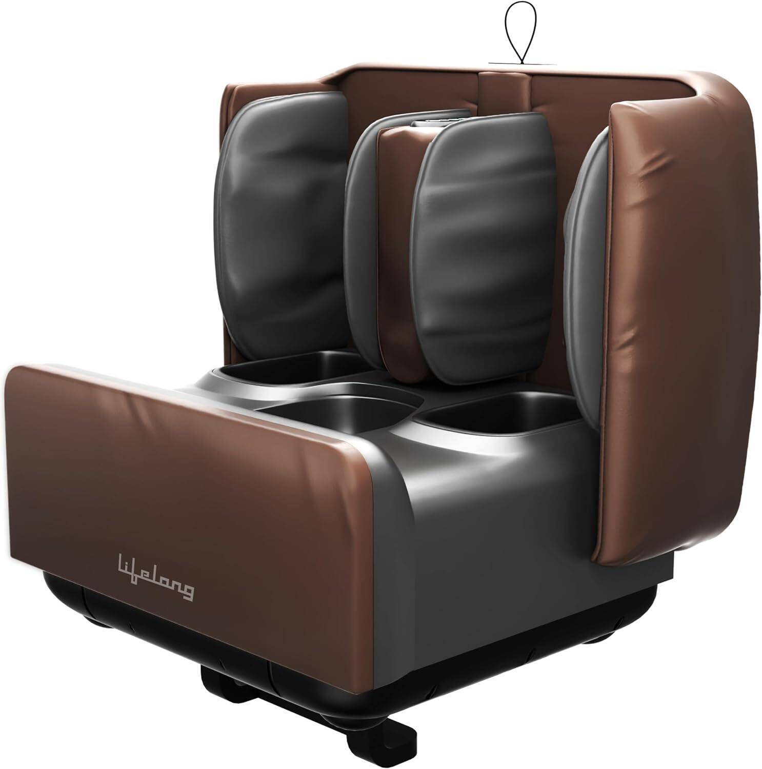 Lifelong 2 in 1 Foot & Leg Massager Machine & Foldable Ottoman Rest for Home - Pain Relief Massage for Legs - Heat + Rolling, Kneading, Shiatsu, Vibration & Air Compression - Massages Ankle & Calf too -  1