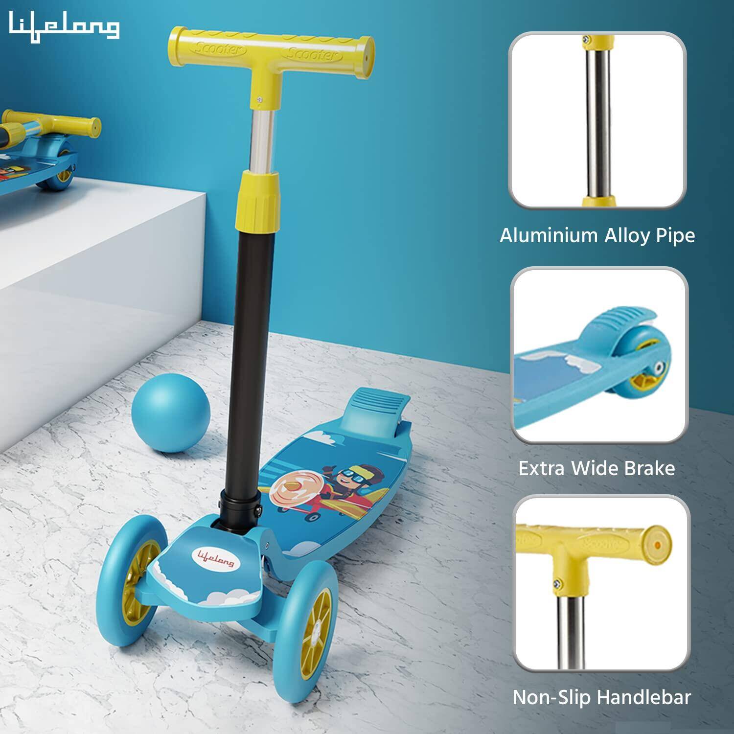 Lifelong Kick Scooter with Adjustable Height_PIPE_Foldable Scooter_PIPE_Skate Scooter for Kids with PVC Wheel_PIPE_Age Upto 3+ Y -  3