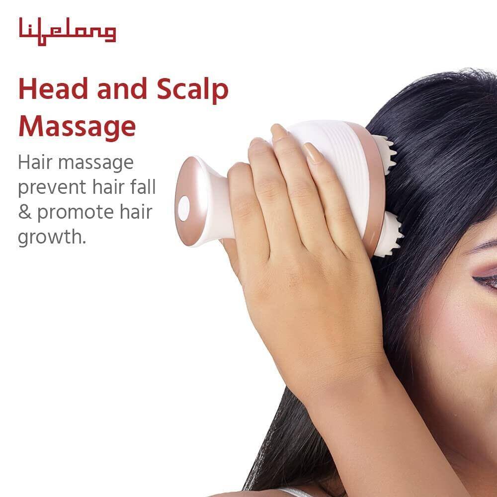 Lifelong LLM225 Rechargeable Head, Scalp Full Body Pain Relief Massager, Electric Head Kneading Massager,4 Speed Modes,Handheld Portable Head Scratcher for Hair Growth,Deep Clean & Relaxation,Brown -  2
