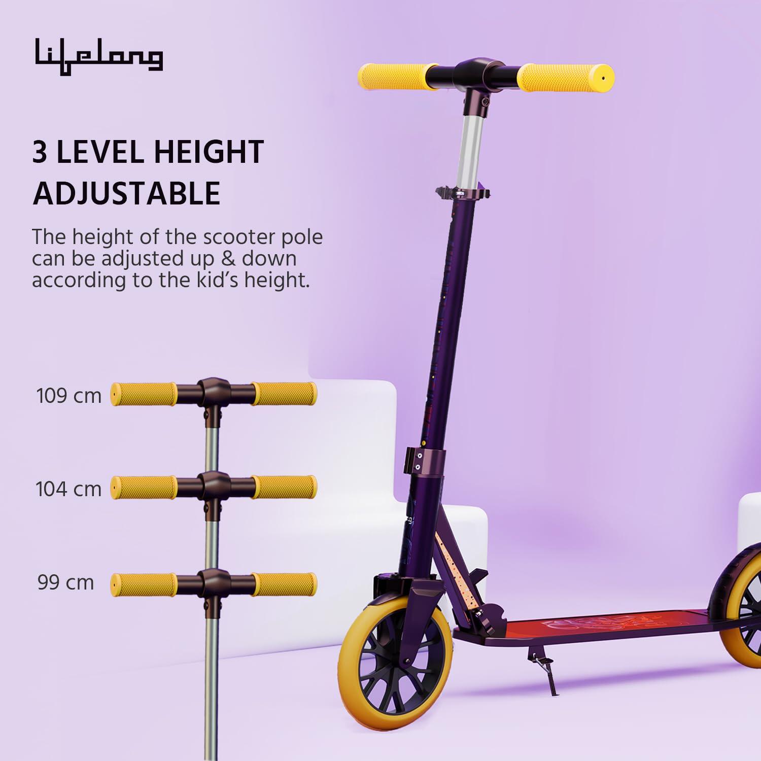 Lifelong Scooter for Kids 5+ Years - Foldable Aluminium Kids Scooter with Four Height Settings for Handle - Kick Scooter Capacit