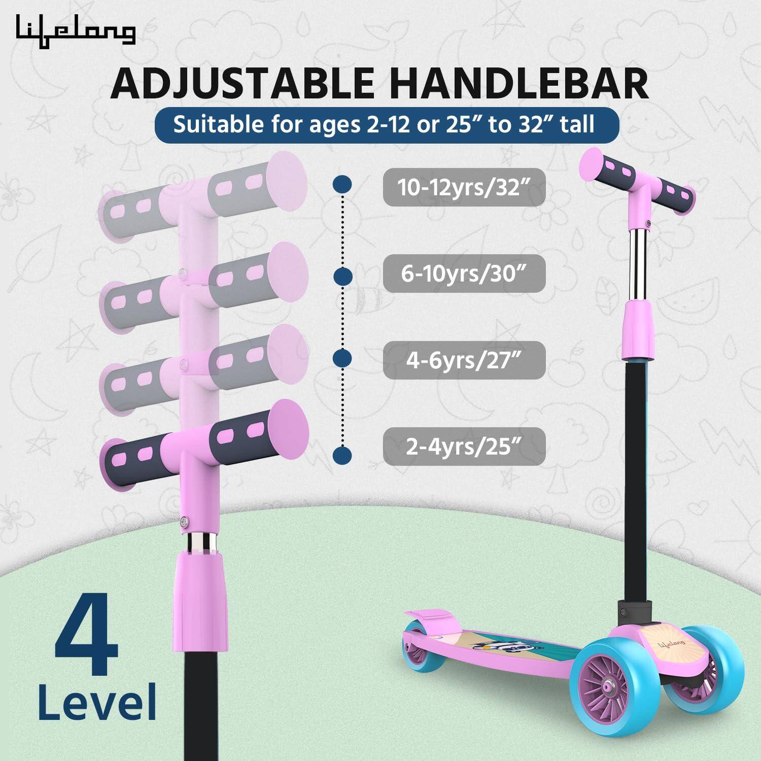 Lifelong Kick Scooter with Adjustable Height _PIPE_ Foldable Scooter _PIPE_ Skate Scooter for Kids with PVC Wheel _PIPE_ Max Use -  2